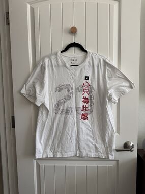 Jordan White Tee with Red Jumpman and Grey Branding